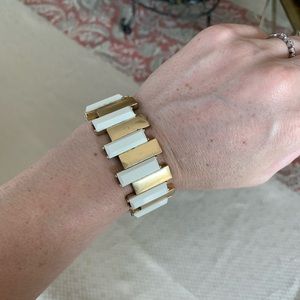 Gold and white elastic based bracelet